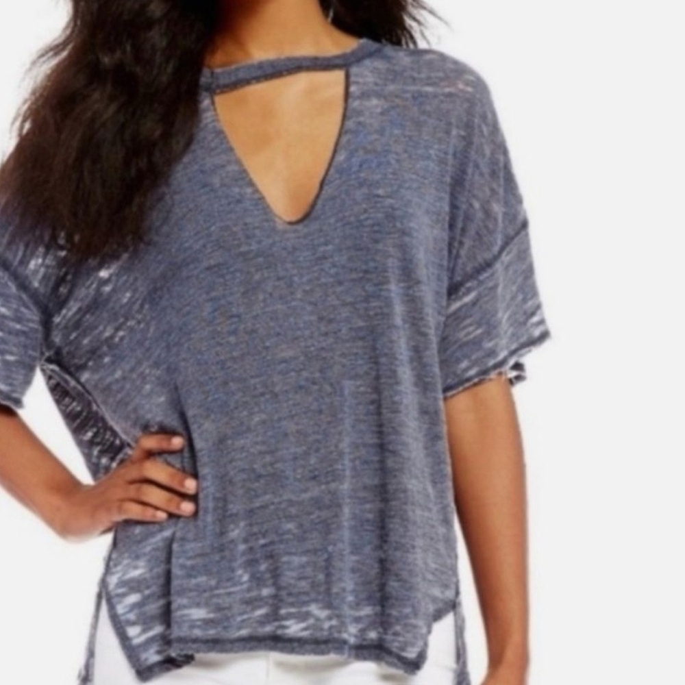Free People Charcoal Short Sleeve Tee